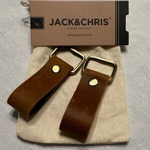 Brown Leather Keychain Duo